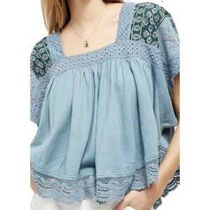 Free People Prairie Days Top Ceramic Seafoam Comb